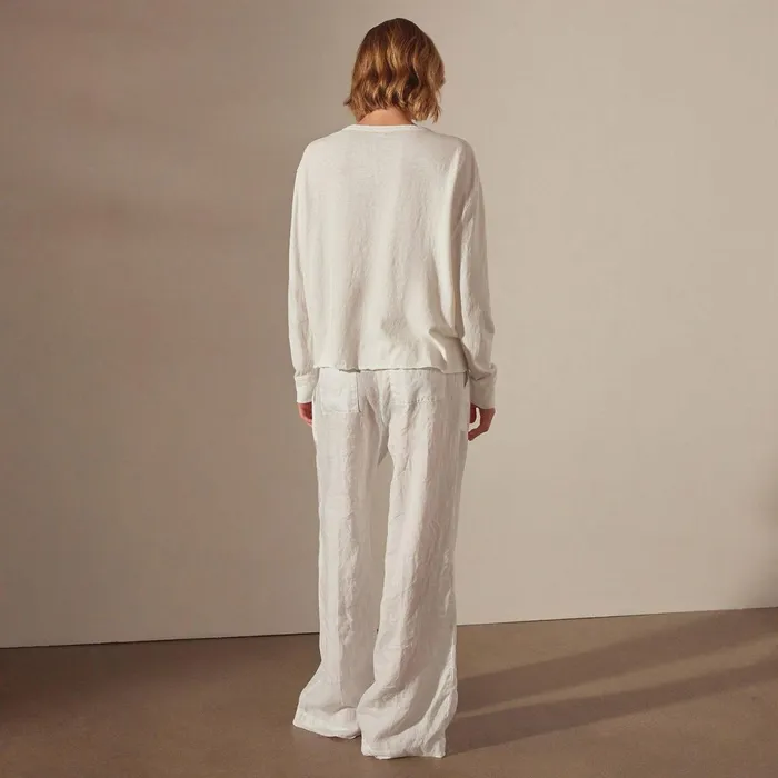 Women TShirts James Perse Long Sleeve Boxy Tee White