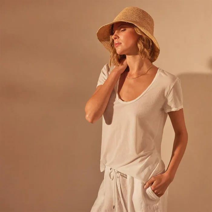 Women TShirts James Perse Stretch Jersey Short Sleeve White
