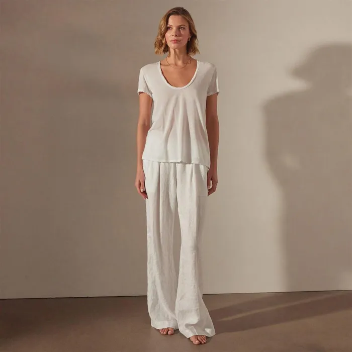 Women TShirts James Perse Stretch Jersey Short Sleeve White