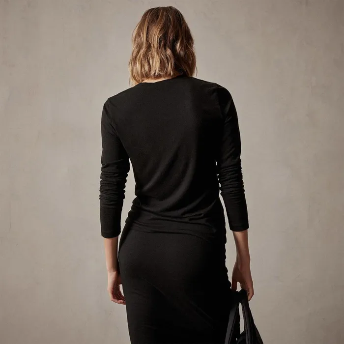 Women TShirts James Perse Tencel Cashmere Crewneck Black