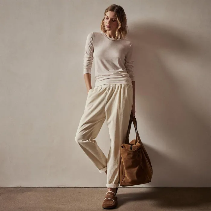 Women TShirts James Perse Tencel Cashmere Crewneck Canvas