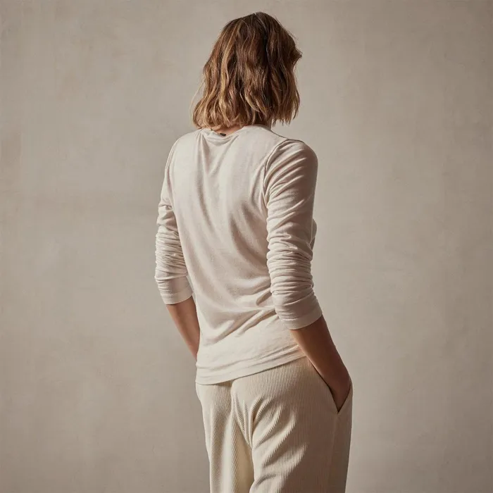 Women TShirts James Perse Tencel Cashmere Crewneck Canvas