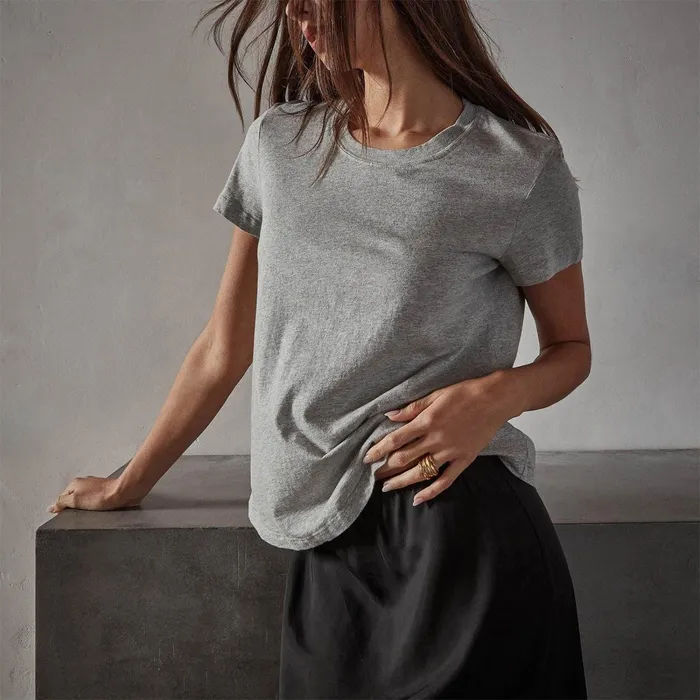 Women TShirts James Perse Vintage Heathered Little Boy Tee Heather Grey