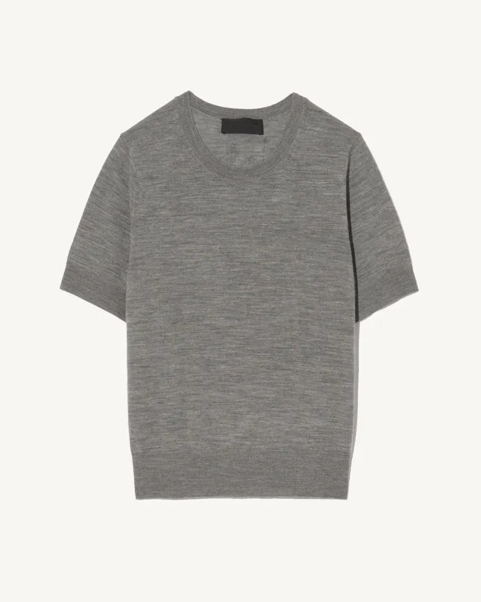 Women Tees Nili Lotan LEILANI KNIT TEE Medium Grey Melange