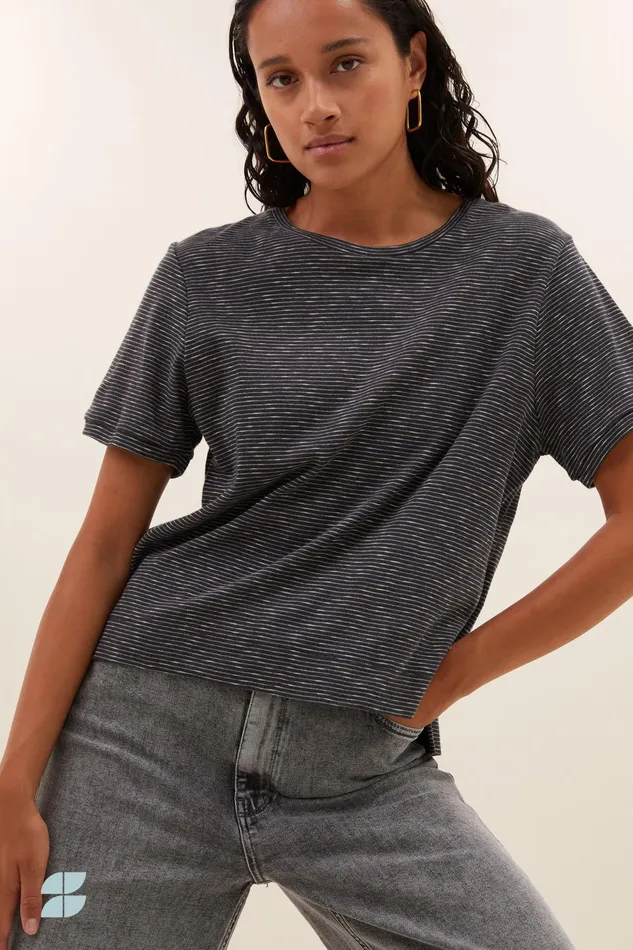 Women Tops and Shirts Bybar Hope Thin Stripe Top Jet Black