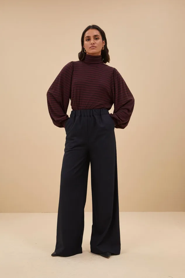 Women Tops and Shirts Bybar Jojo Roll Melange Stripe Top Pecan