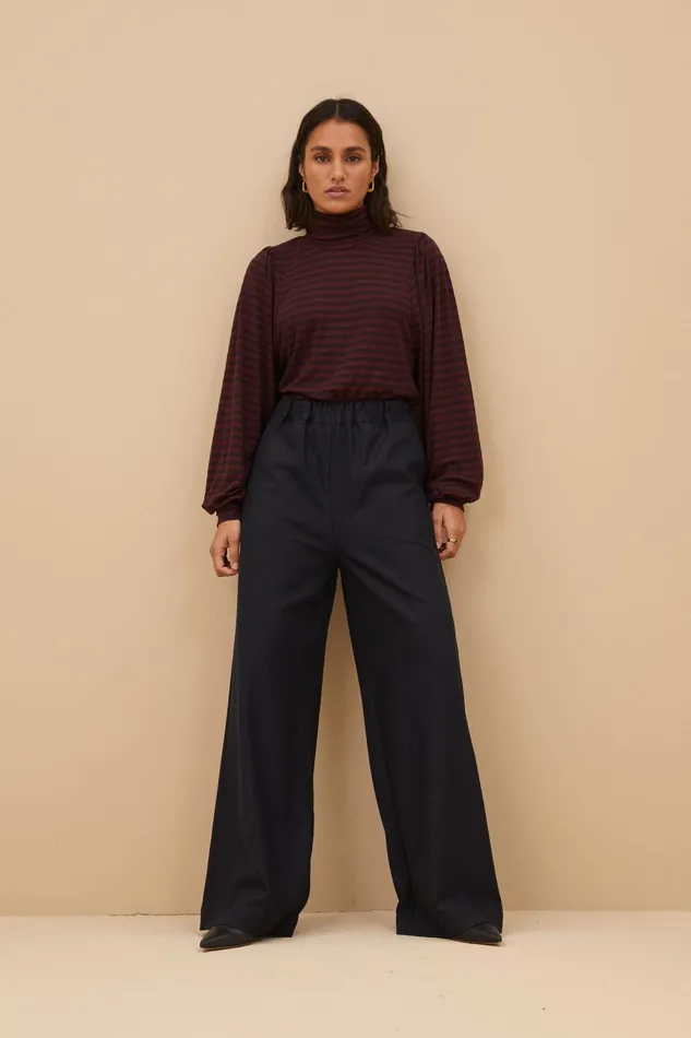 Women Tops and Shirts Bybar Jojo Roll Melange Stripe Top Pecan