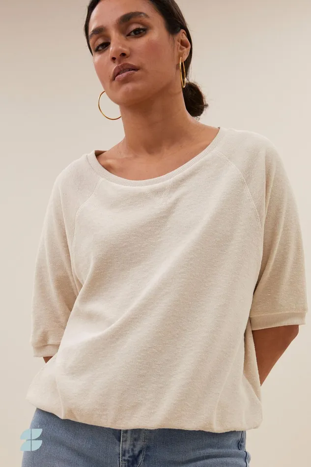Women Tops and Shirts Bybar Neva Slub Top Almond