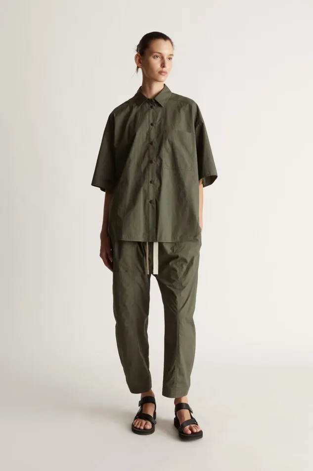 Women Tops And Shirts Lee Mathews LM Poplin SS Shirt Olive