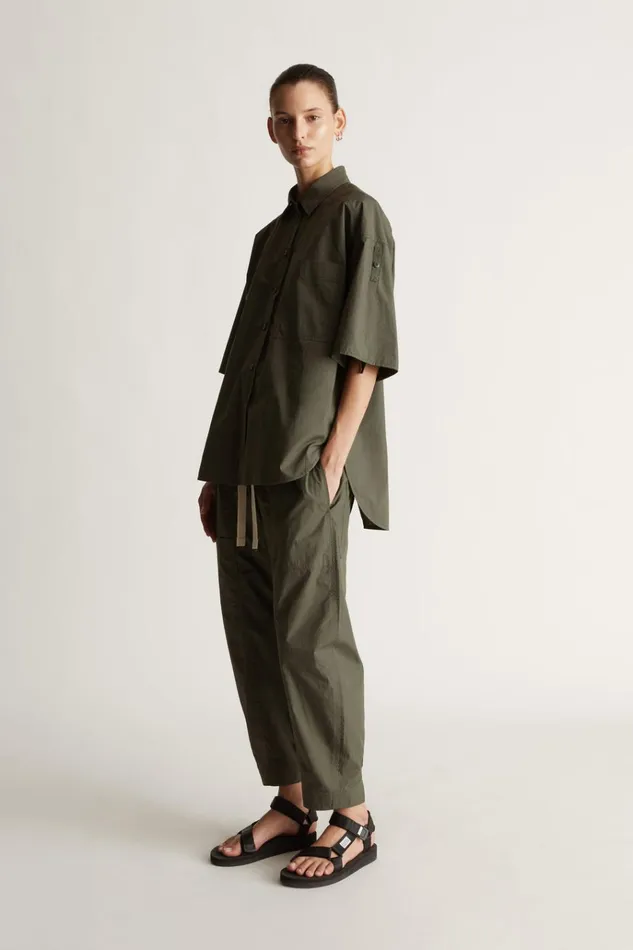 Women Tops And Shirts Lee Mathews LM Poplin SS Shirt Olive
