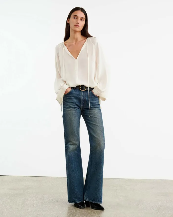 Women Tops Nili Lotan ACADIA SILK BLOUSE Ivory