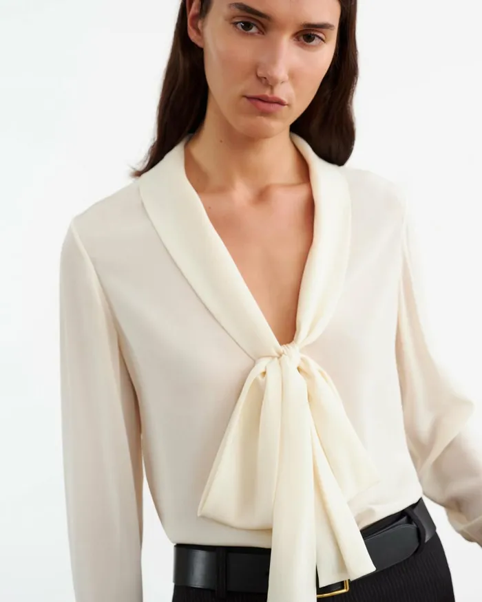 Women Tops Nili Lotan ANGELIQUE SILK BLOUSE Ivory