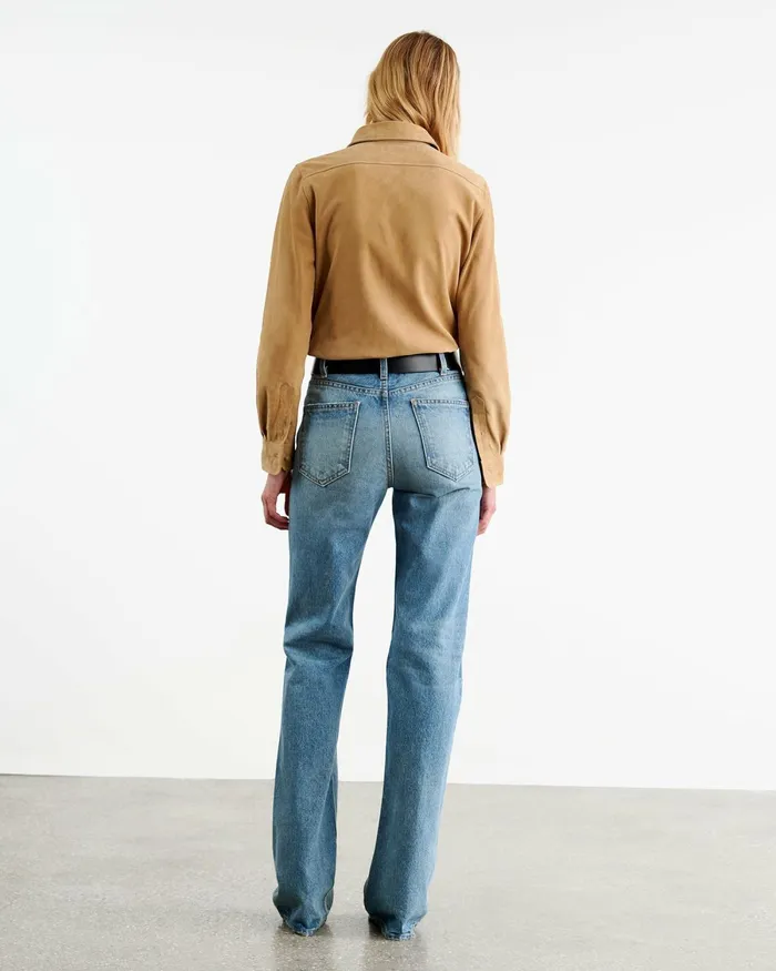 Women Tops Nili Lotan AVA SUEDE SHIRT Khaki