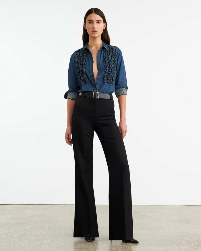 Women Tops Nili Lotan LEXA DENIM SHIRT Classic Wash