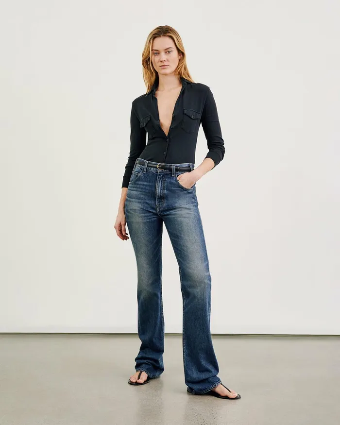 Women Tops Nili Lotan LIAM SHIRT Jet Black