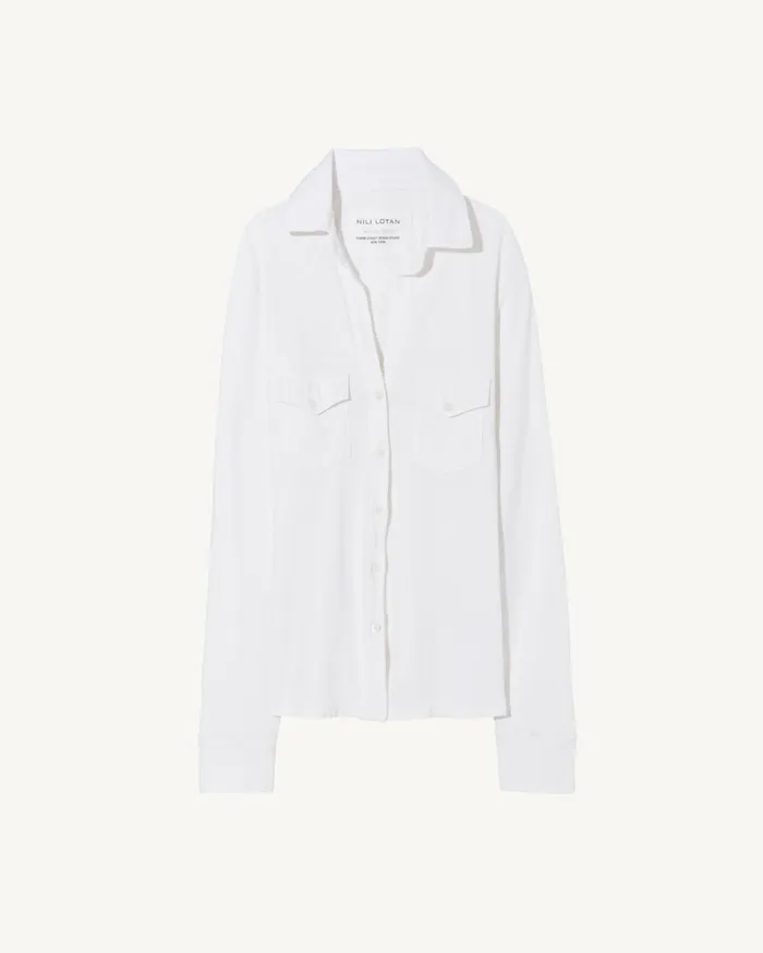 Women Tops Nili Lotan LIAM SHIRT Jet Black
