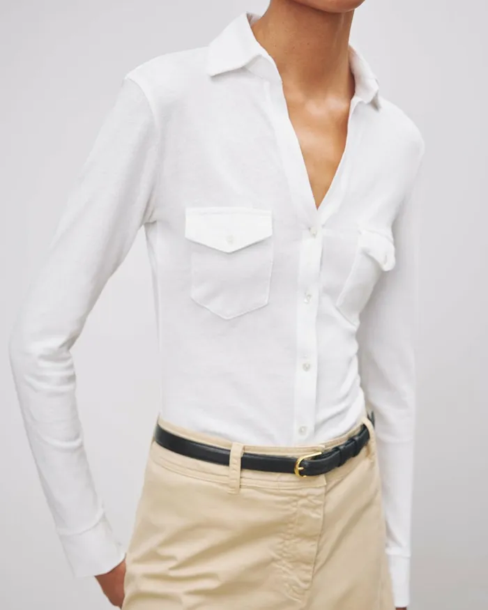 Women Tops Nili Lotan LIAM SHIRT Jet Black