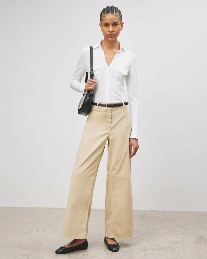 Women Tops Nili Lotan LIAM SHIRT Jet Black