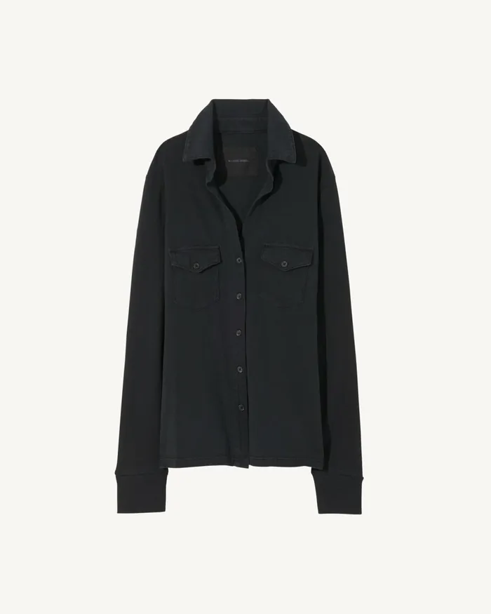 Women Tops Nili Lotan LIAM SHIRT Jet Black