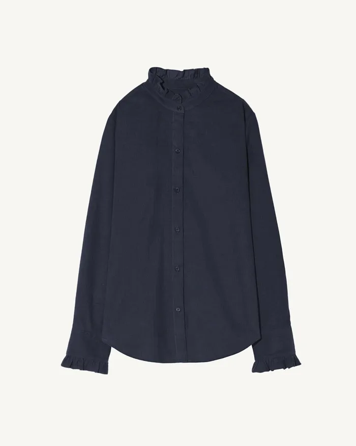Women Tops Nili Lotan LYDIA SHIRT Dark Navy