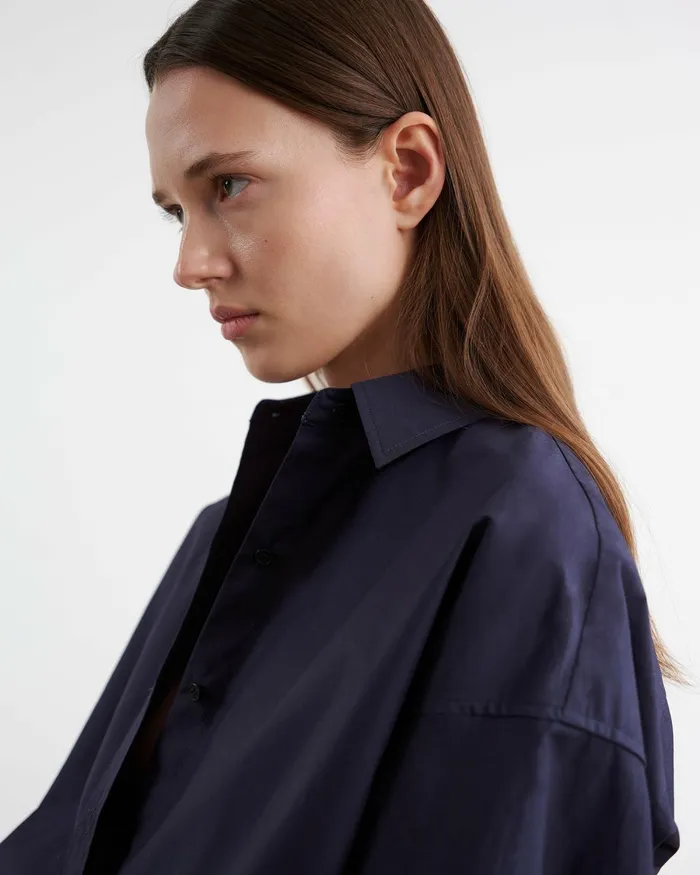 Women Tops Nili Lotan MATTIA SHIRT Navy
