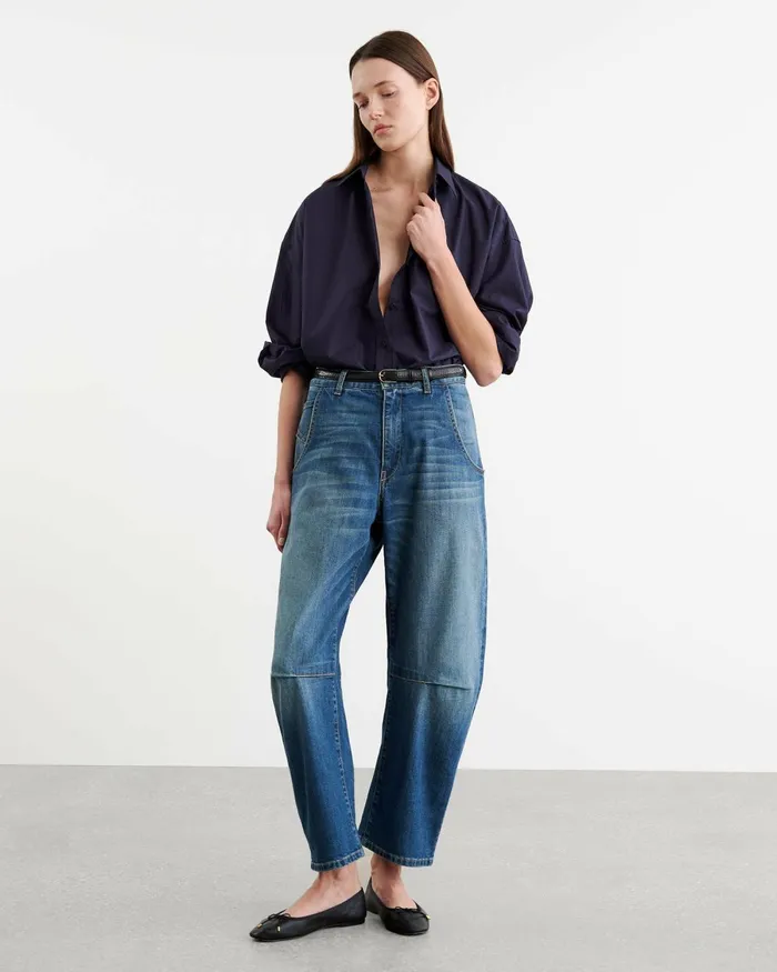 Women Tops Nili Lotan MATTIA SHIRT Navy
