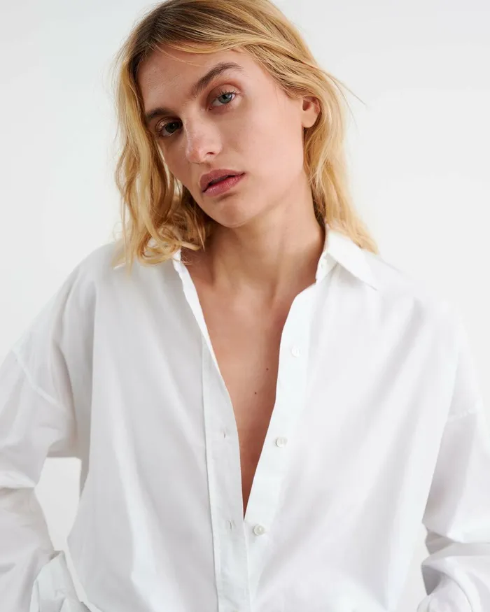 Women Tops Nili Lotan MATTIA SHIRT Navy