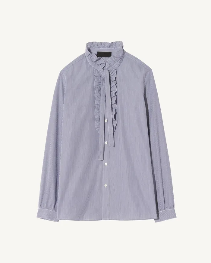 Women Tops Nili Lotan MIERA SHIRT Mini Navy Stripes