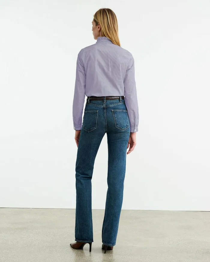 Women Tops Nili Lotan MIERA SHIRT Mini Navy Stripes