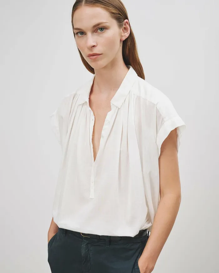 Women Tops Nili Lotan NORMANDY BLOUSE Ivory