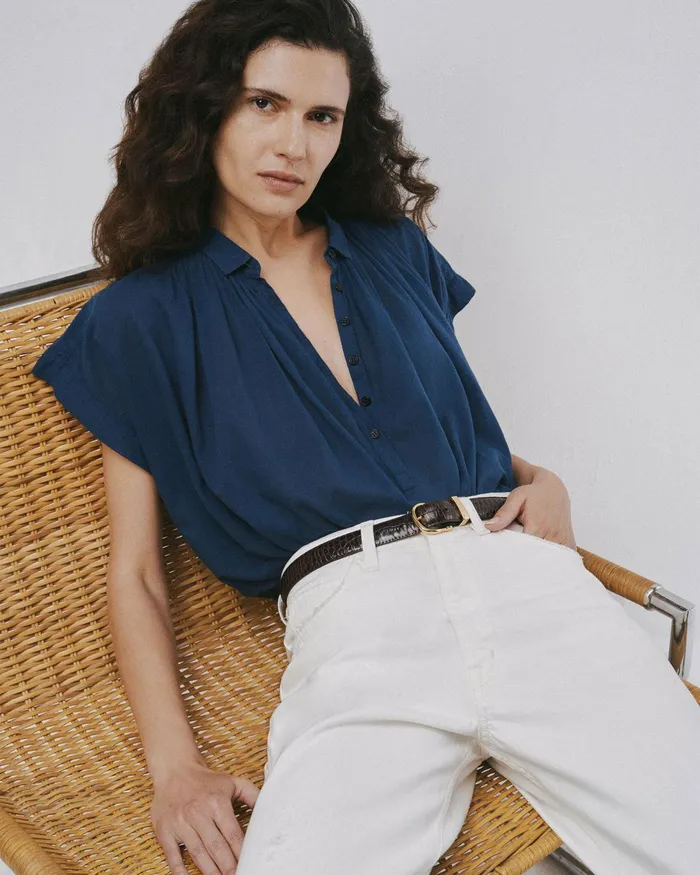 Women Tops Nili Lotan NORMANDY BLOUSE Ivory