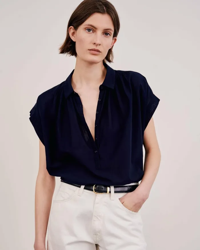 Women Tops Nili Lotan NORMANDY BLOUSE Ivory
