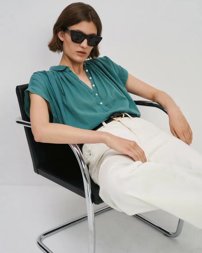 Women Tops Nili Lotan NORMANDY BLOUSE Ivory