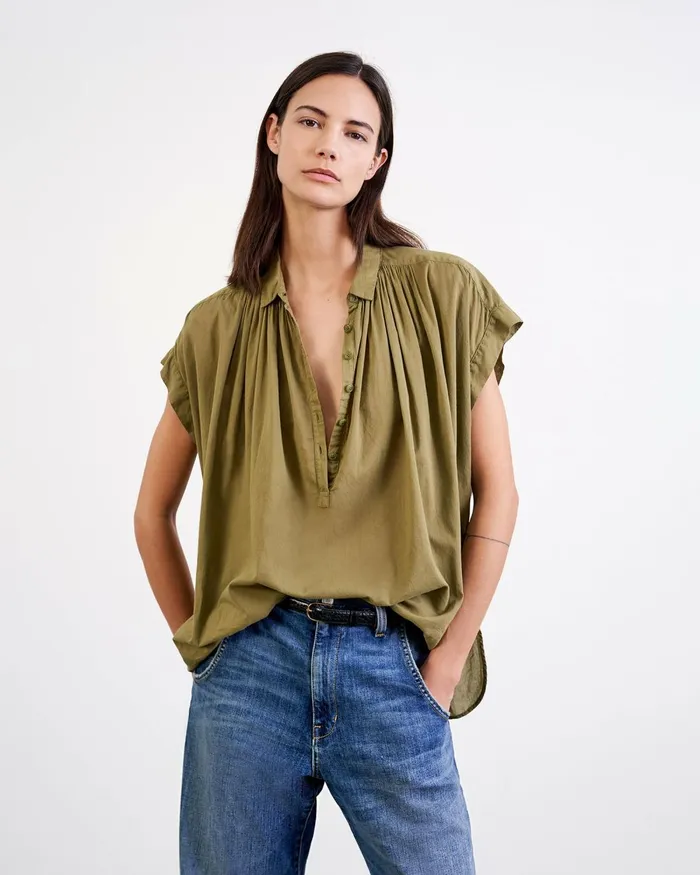 Women Tops Nili Lotan NORMANDY BLOUSE Ivory