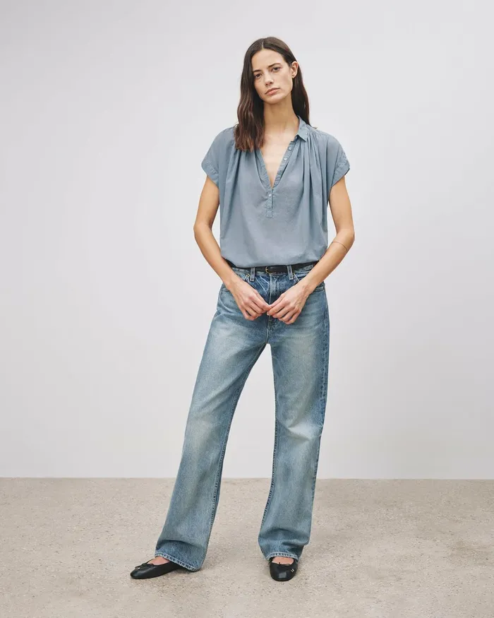 Women Tops Nili Lotan NORMANDY BLOUSE Ivory