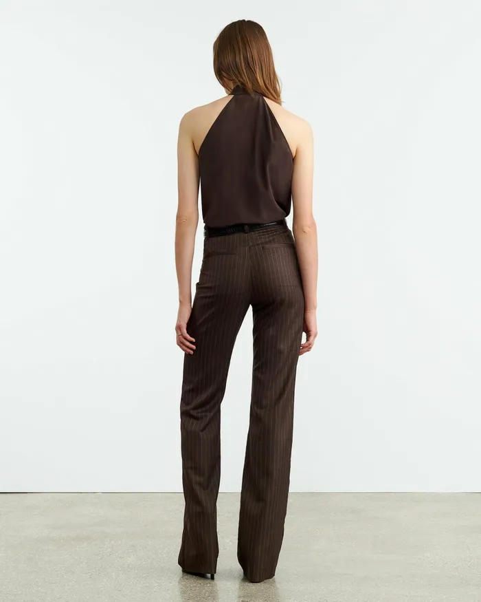 Women Tops Nili Lotan ZELIE SILK HALTER Dark Brown