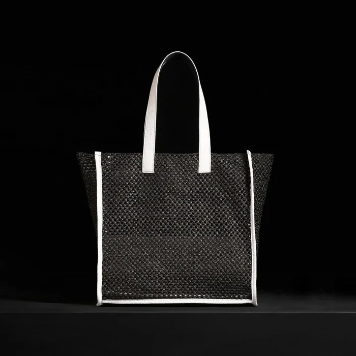 Women Tote Bags James Perse Raffia Tote Black Sea