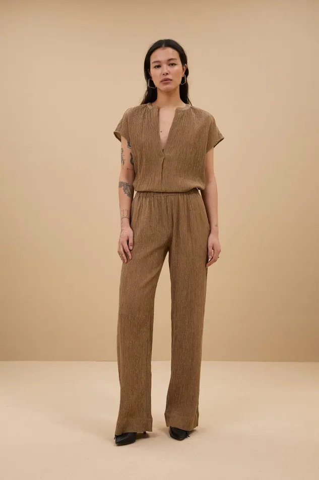 Women Trousers Bybar Amie Lurex Pants Gold
