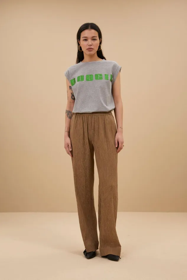 Women Trousers Bybar Amie Lurex Pants Gold