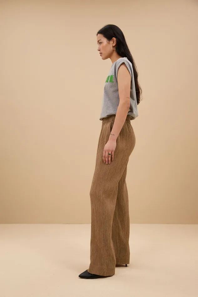 Women Trousers Bybar Amie Lurex Pants Gold