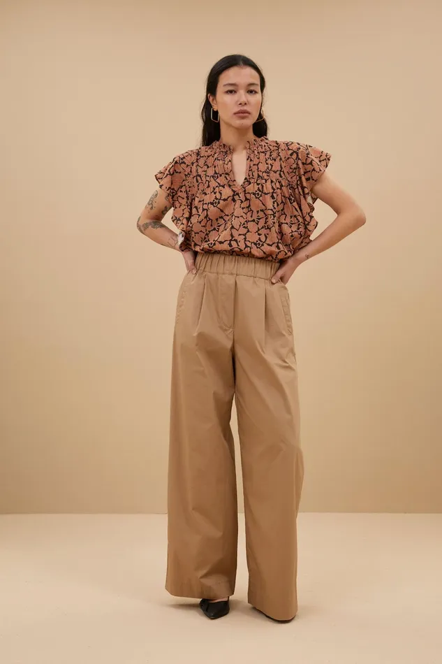 Women Trousers Bybar Benji Poplin Pants Camel