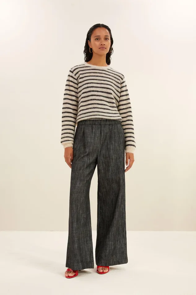 Women Trousers Bybar Benji Twill Pants Jet Black