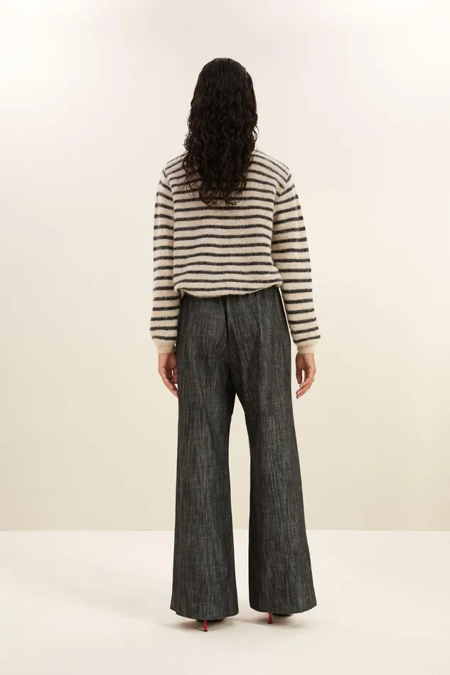 Women Trousers Bybar Benji Twill Pants Jet Black