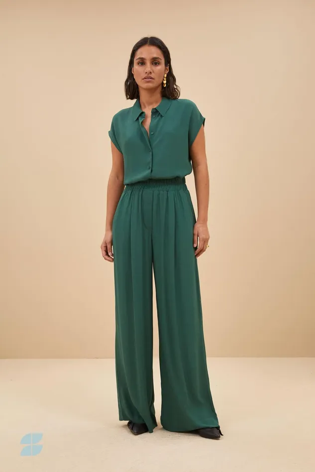 Women Trousers Bybar Benji Viscose Pants Deep Green