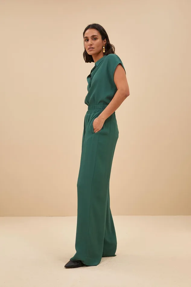 Women Trousers Bybar Benji Viscose Pants Deep Green Women Trousers Bybar Benji Viscose Pants Deep Green