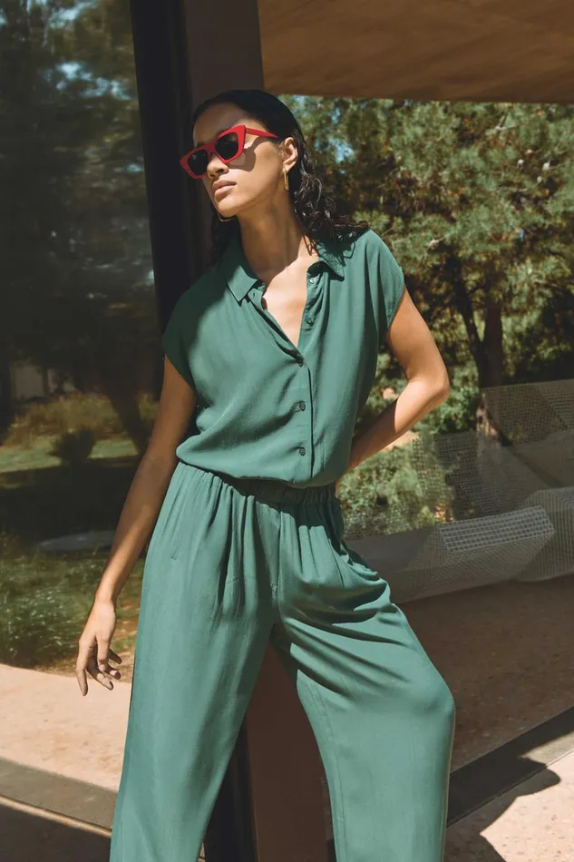 Women Trousers Bybar Benji Viscose Pants Deep Green Women Trousers Bybar Benji Viscose Pants Deep Green