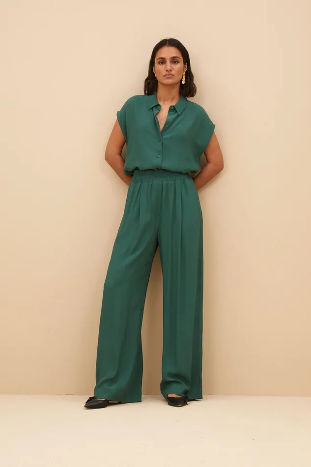 Women Trousers Bybar Benji Viscose Pants Deep Green Women Trousers Bybar Benji Viscose Pants Deep Green