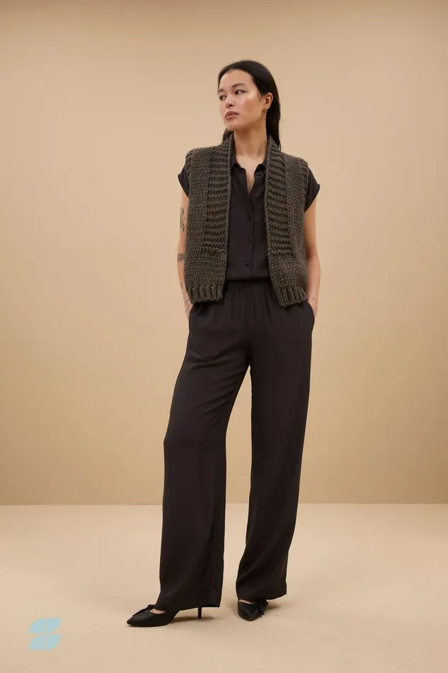 Women Trousers Bybar Robyn Viscose Pants Cafe Noir