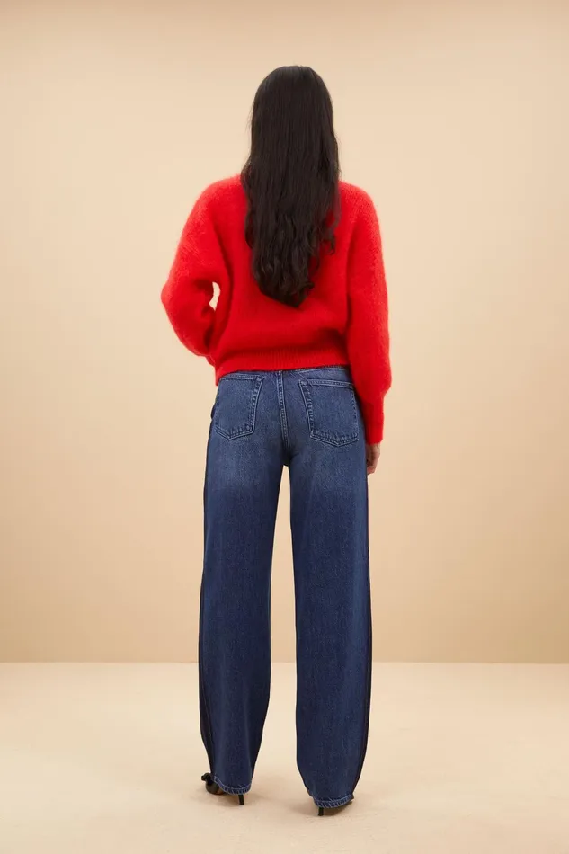 Women Trousers Bybar Two Tone Pants Denim Women Trousers Bybar Two Tone Pants Denim