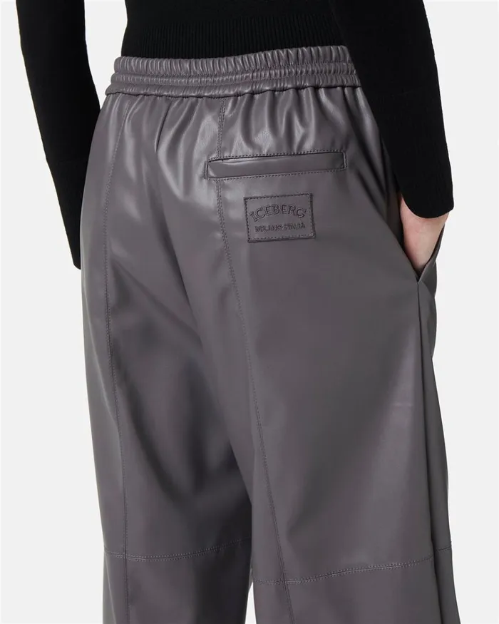 Women TROUSERS Iceberg Joggers Fit Trousers In Faux Leather Women TROUSERS Iceberg Joggers Fit Trousers In Faux Leather
